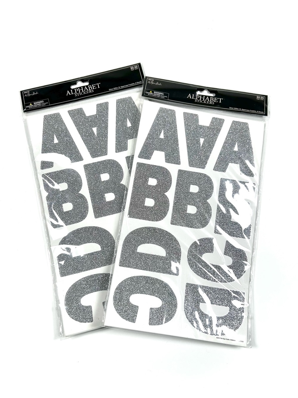 Alphabet Number Stickers -‎ Large Scale Silver Glitter x 2 packs